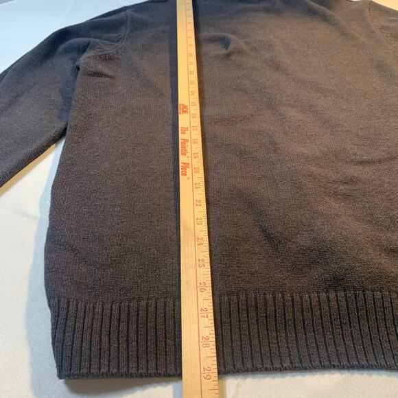 Haggar - Chocolate Brown knit partial button pullover sweater, L Ribbed Neck Cuf - Picture 8 of 11
